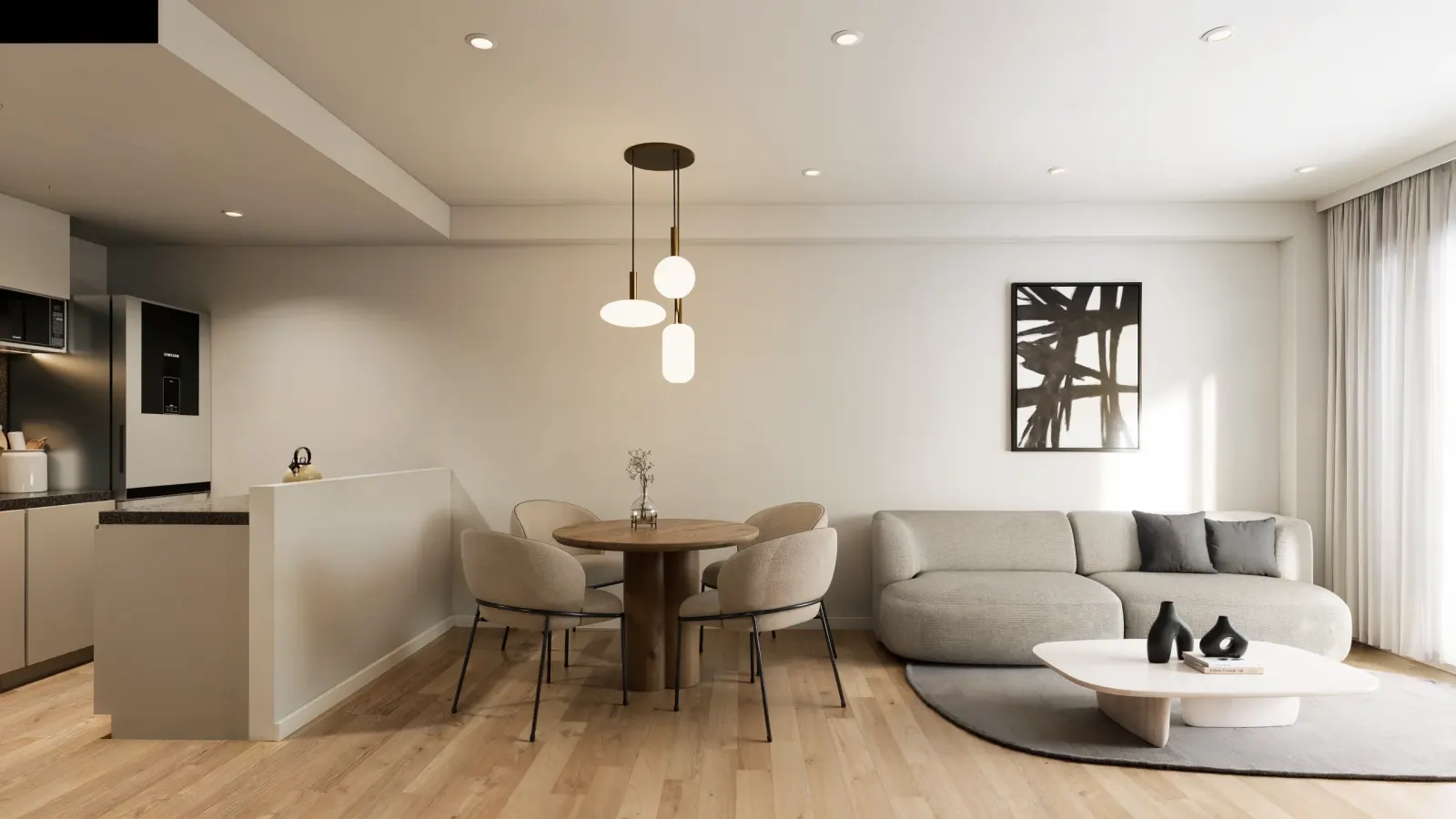 Living comedor de una unidad de Nova Villa Urquiza